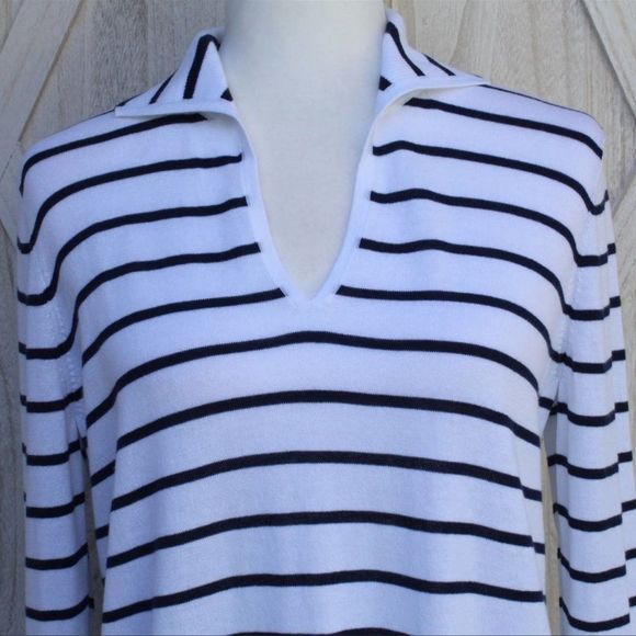 Lilly Pulitzer White/Navy Striped Crestwood V-Neck Pullover Sweater w/Coolmax XS - Picture 10 of 16